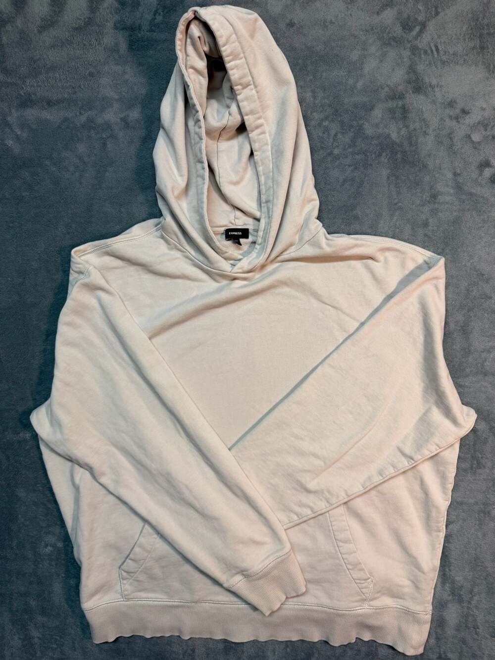 Express Beige Pullover Hoodie Sweatshirt Men's Size Large